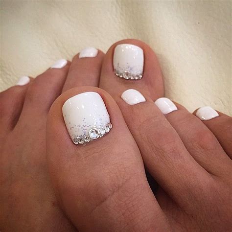Crystal Clear Elegance - white and black toe nail designs